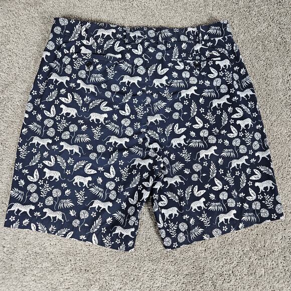 Ralph Lauren RLX Shorts Mens 38 Blue Jaguar Palm AOP Golf 9" Stretch - Picture 2 of 12